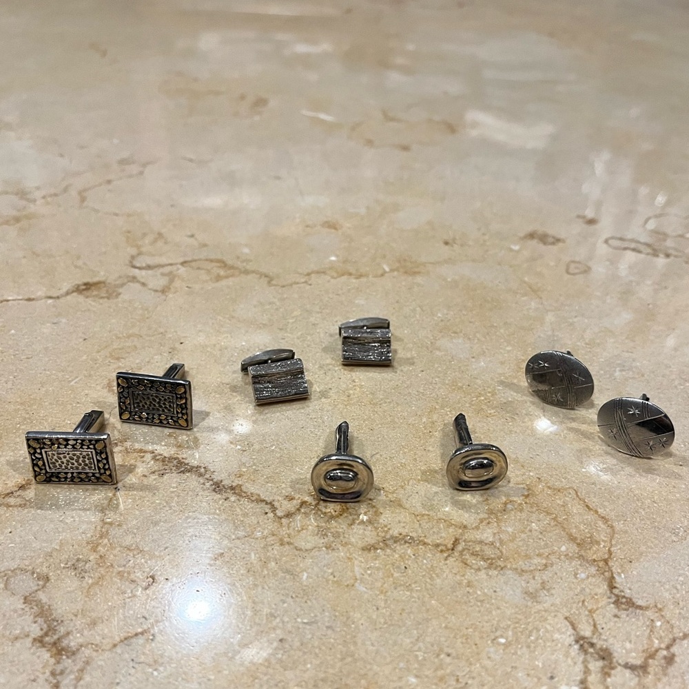 100% Authentic 4 pairs (8 total) Silver Cuff Links